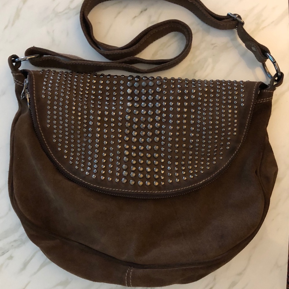 Cross body suede bag